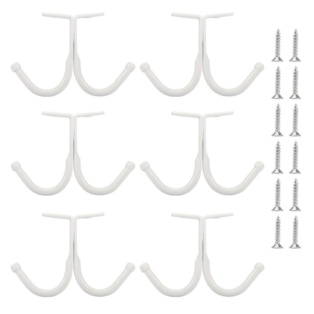 Set of 6 Double Prong Ceiling Hook Under Shelf Coat Hooks Bathroom Towel Bedr...
