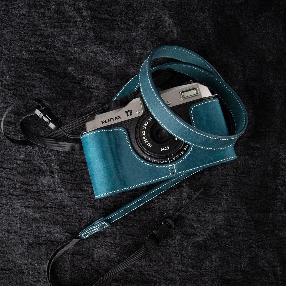 For PENTAX 17 Vintage Genuine Leather Half-Wrap Camera Case Protector Case Bag