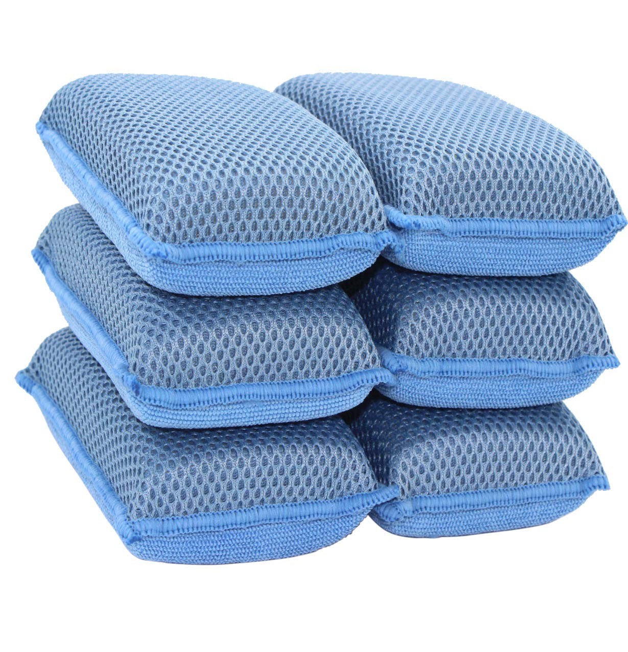 Miracle Microfiber Kitchen Sponge by Scrub-It (6 Pack) - Non-Scratch Heavy Du...