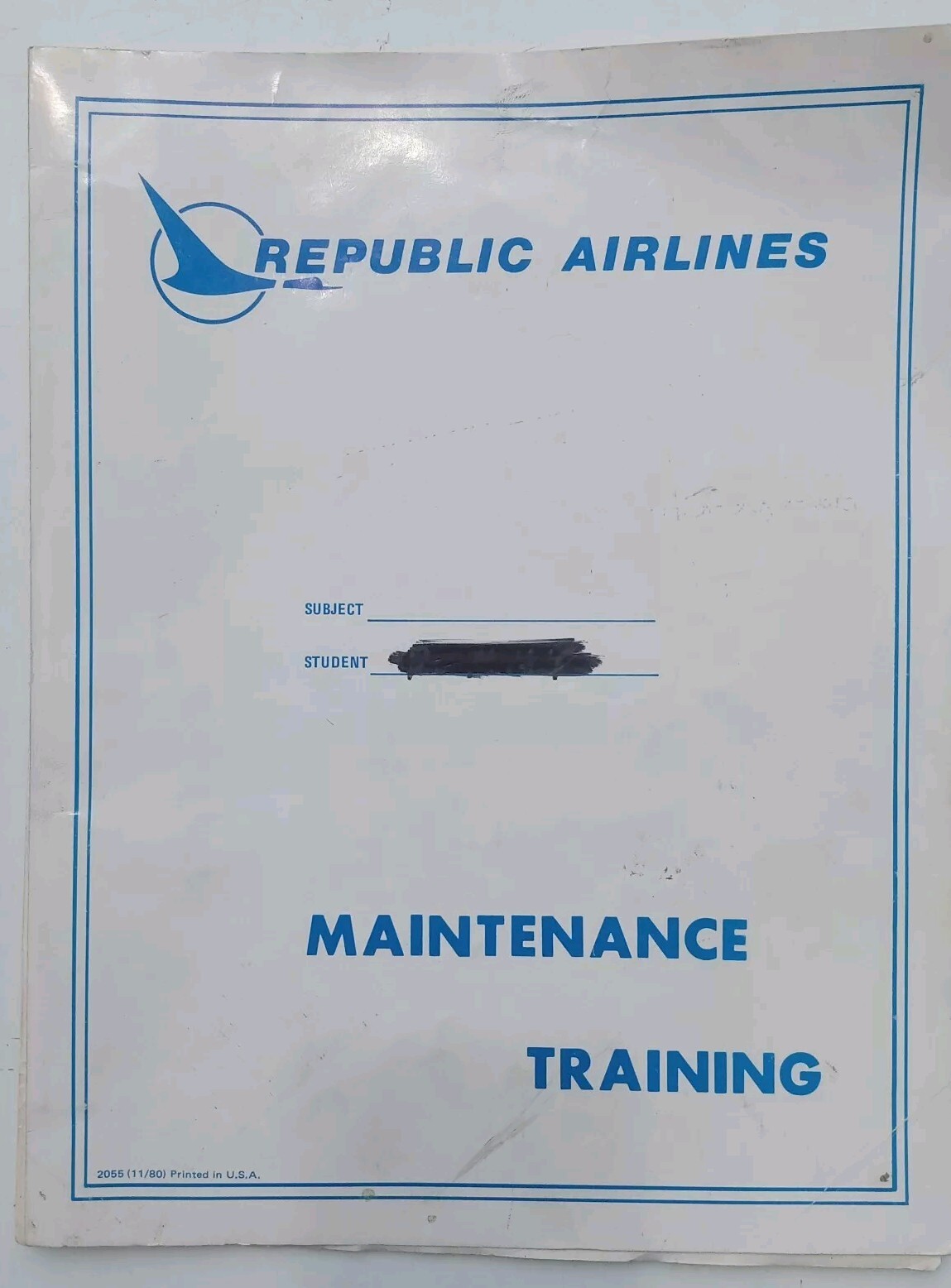 Vintage Republic Airlines Maintenance Training Manual- Preowned