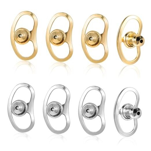 Earring Lifters Backs,  8 Pcs Earring Backs for Droopy Ears Locking Earrings