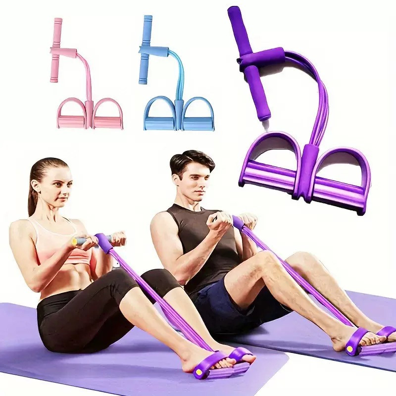 6-Strand Heavy Duty Abdominal Crunch Roller Resistance Band Gym Home Fitness