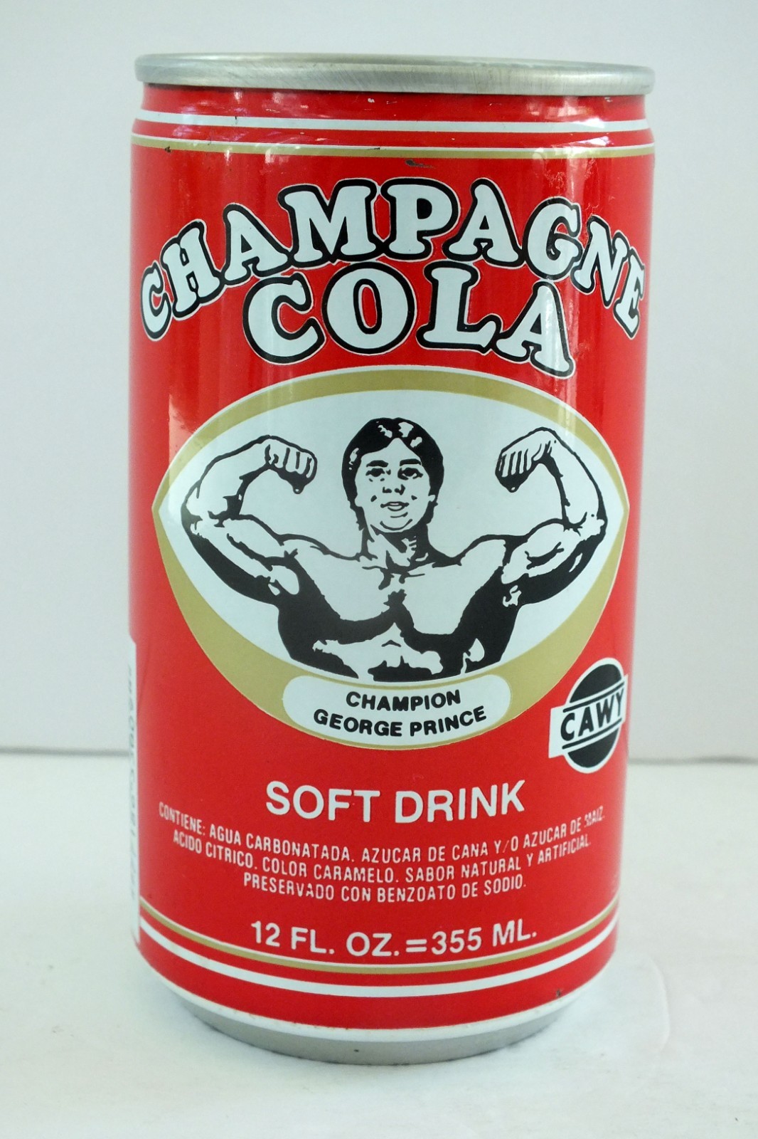 Vintage Champagne Cola non-alcoholic soft drink can with Champion George Prince
