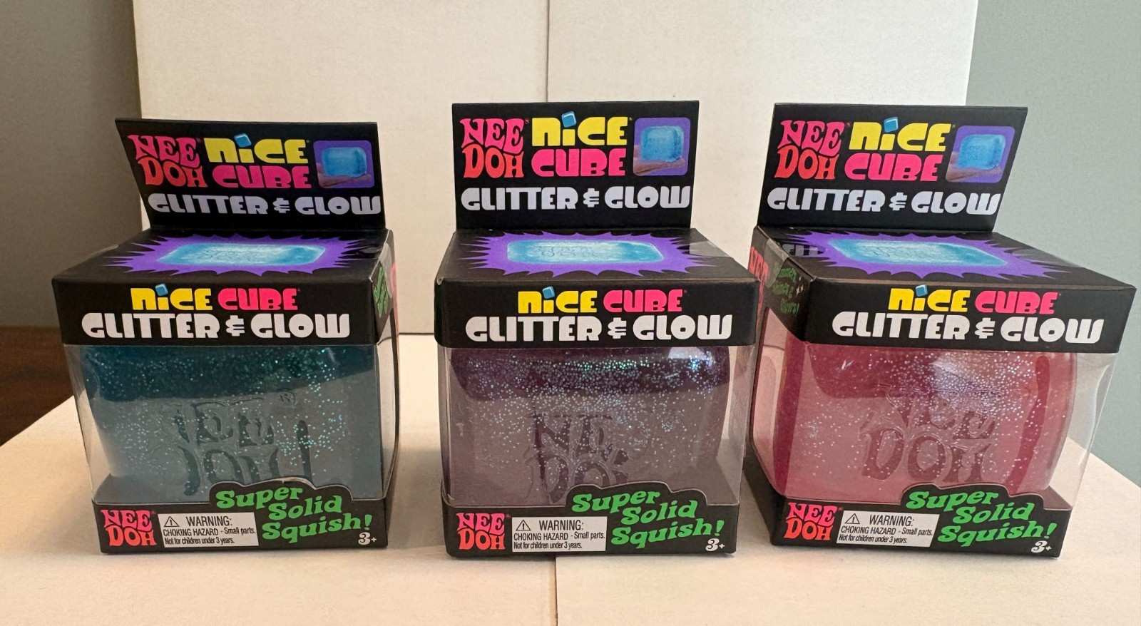 NeeDoh Nice Cube GLITTER & GLOW (Blue, Pink, or Purple)