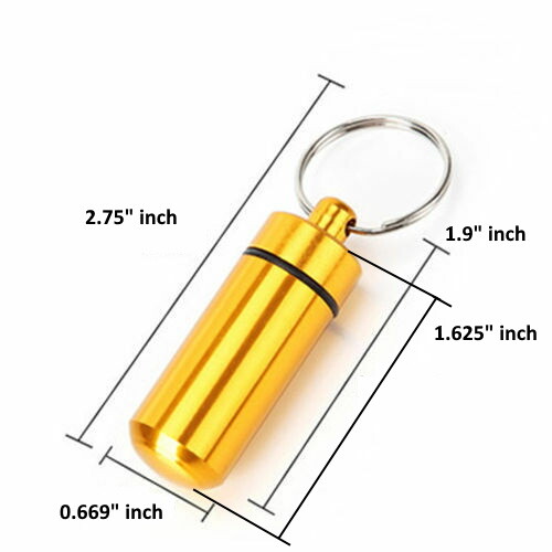 Waterproof Aluminum Medication Pill Container Box Bottle Case Keychain Holder