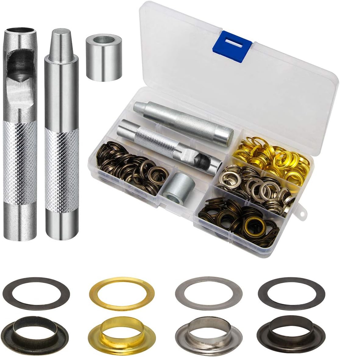 1/2 Inch Grommet Kit 100 Sets, Luxiv Grommets Eyelets 12mm Sewing Eyelets...