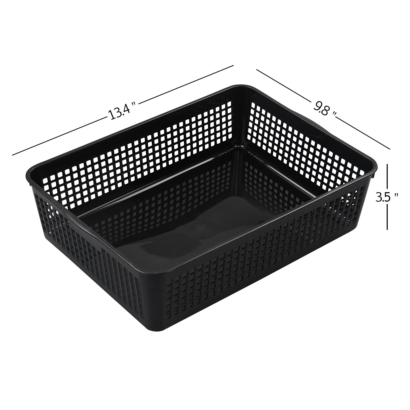 6 Pack Plastic A4 Letter Baskets, Black Office Basket Trays