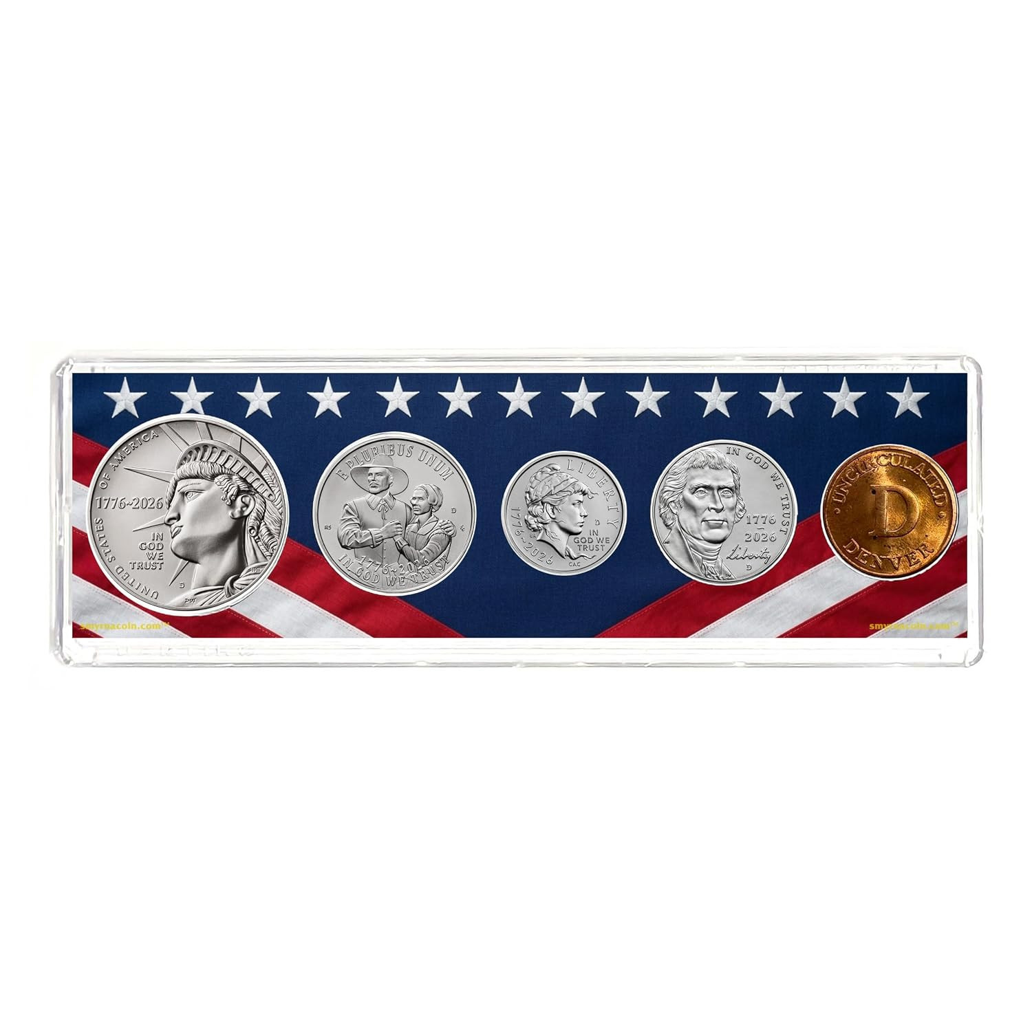 2026 D Birth Year Coin Set in American Flag Holder - Denver Mint (D) - Dual Date