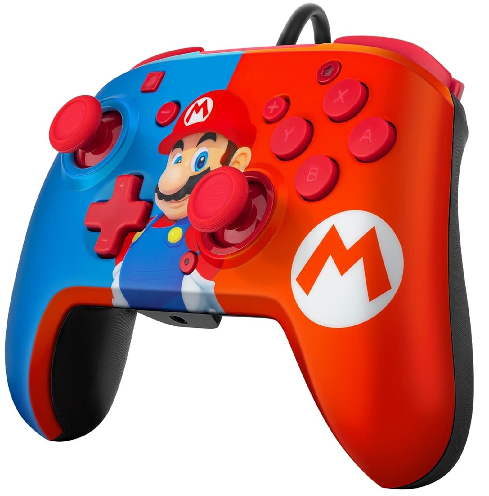 PDP Gaming Faceoff Deluxe+ Wired Switch Pro Controller - Red/Blue Mario Design