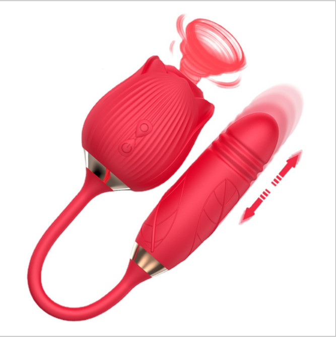 Rose Clitoral & G-Spot Vibrator – Double Head Oral Suction Toy for Women Red