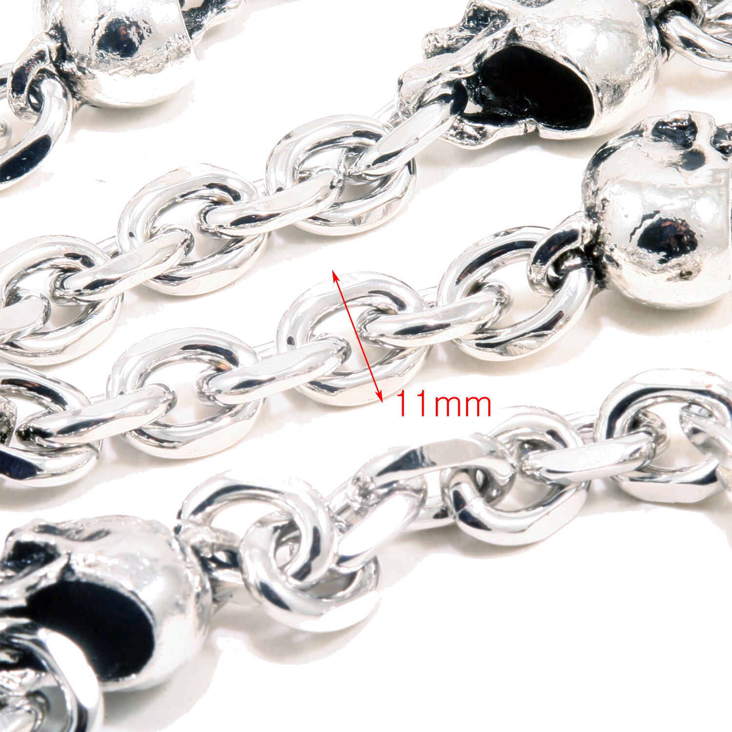 Multi Skull Connect EMO Biker Trucker Key Jean Wallet Chain (26.5") Silver CS80
