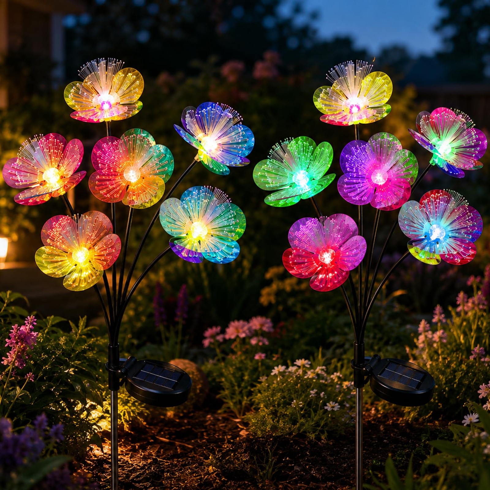 JJGoo 2 Pack Solar Garden Lights, Flower Swaying Light 2 Pack,
