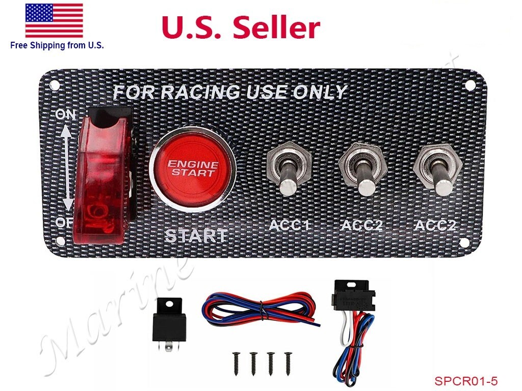 Racing Car Ignition Switch Engine Start Push Button Toggle Panel