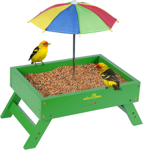 Ground Bird Feeder for Outdoors Bird&Squirrel Wooden Chicken Green