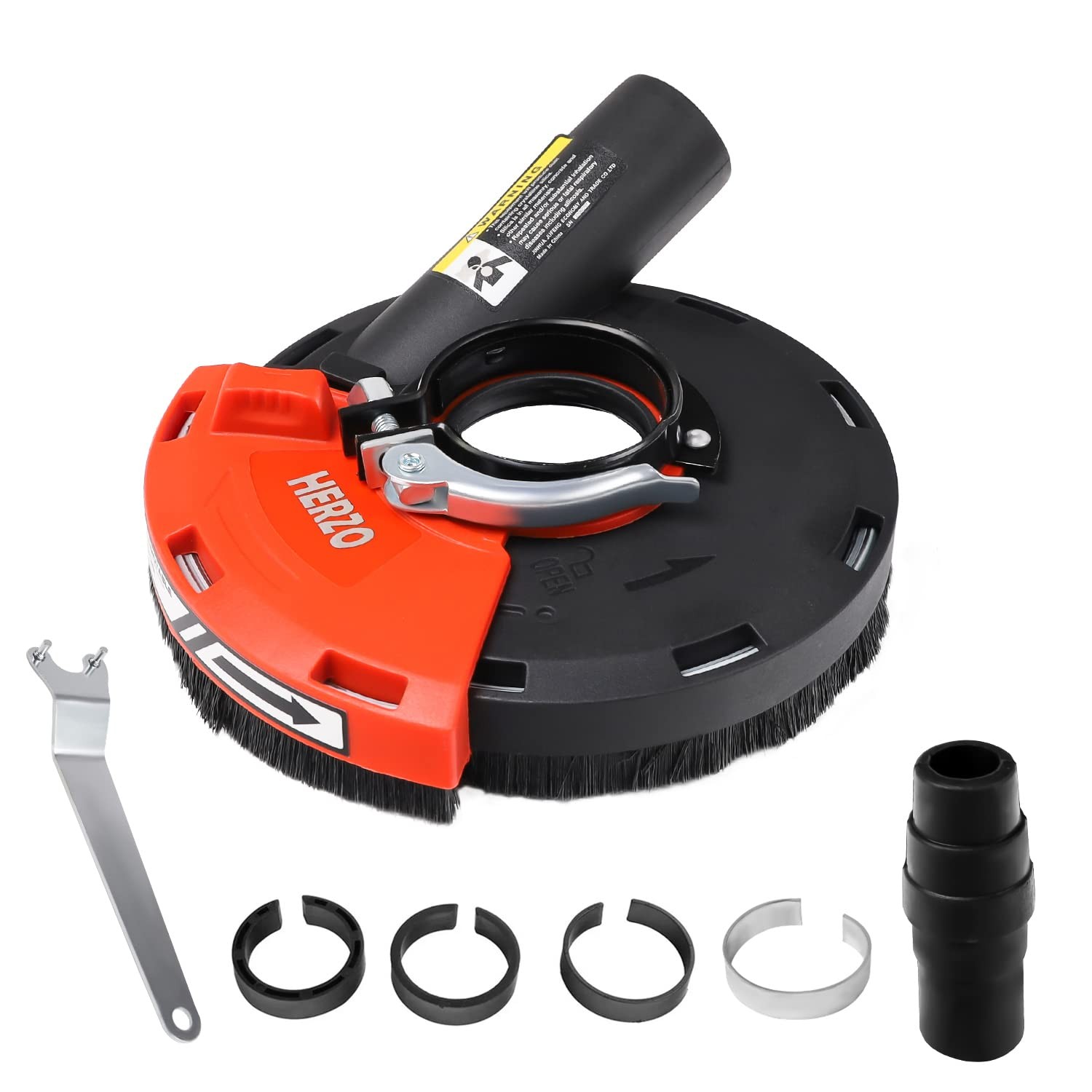 HERZO Dust Shroud for Angle Grinder 4/4.5/5 inch 4.5/5 inch, Black and Orange