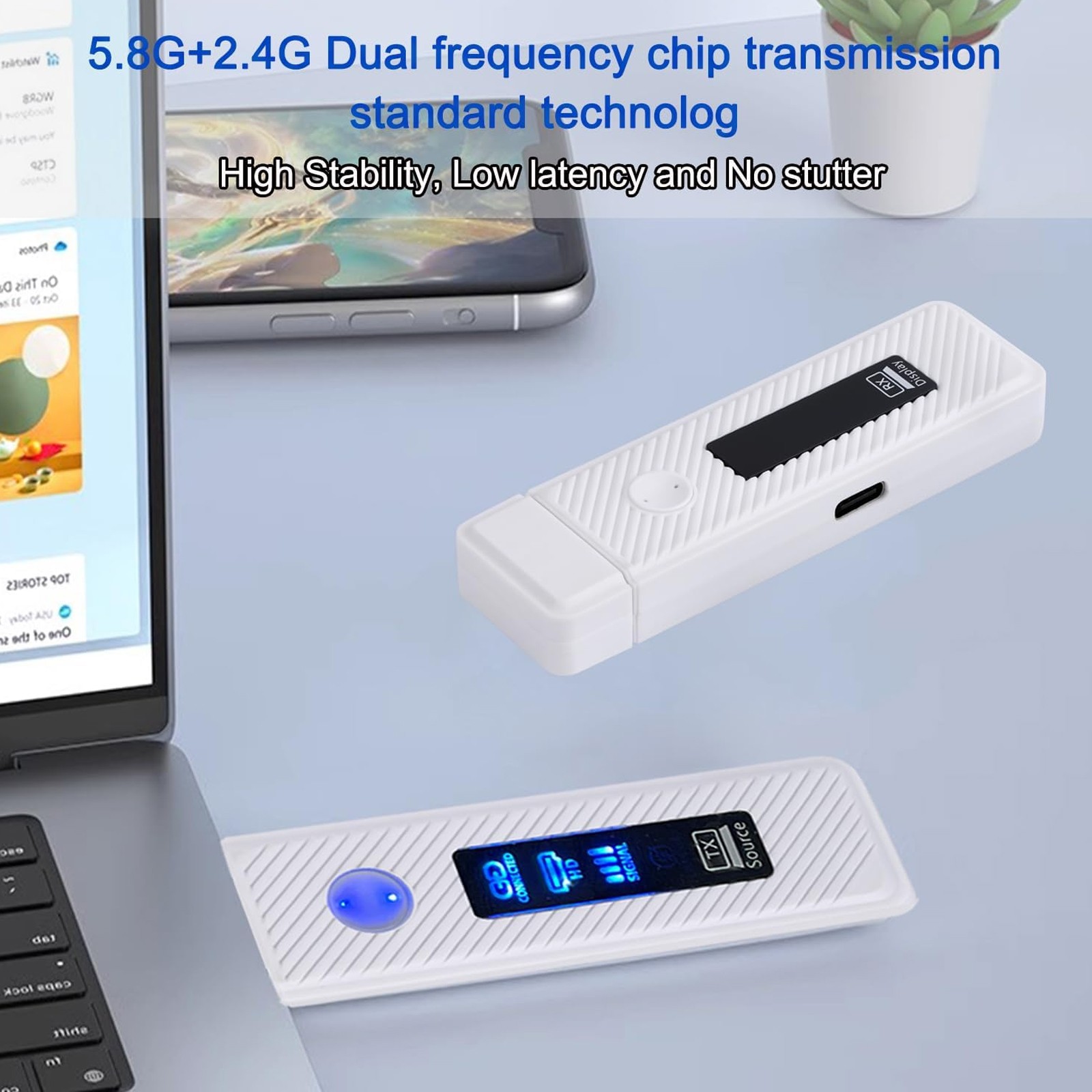 HDMI Wireless Screen Projector 50M Video Transmitter Receiver Same Screen white