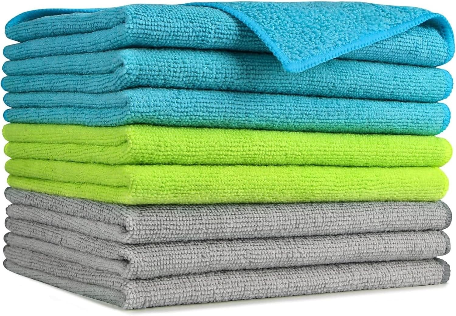 8PK Microfiber Cleaning Cloths Soft Absorbent Lint-Free Towels 12x16 Inch