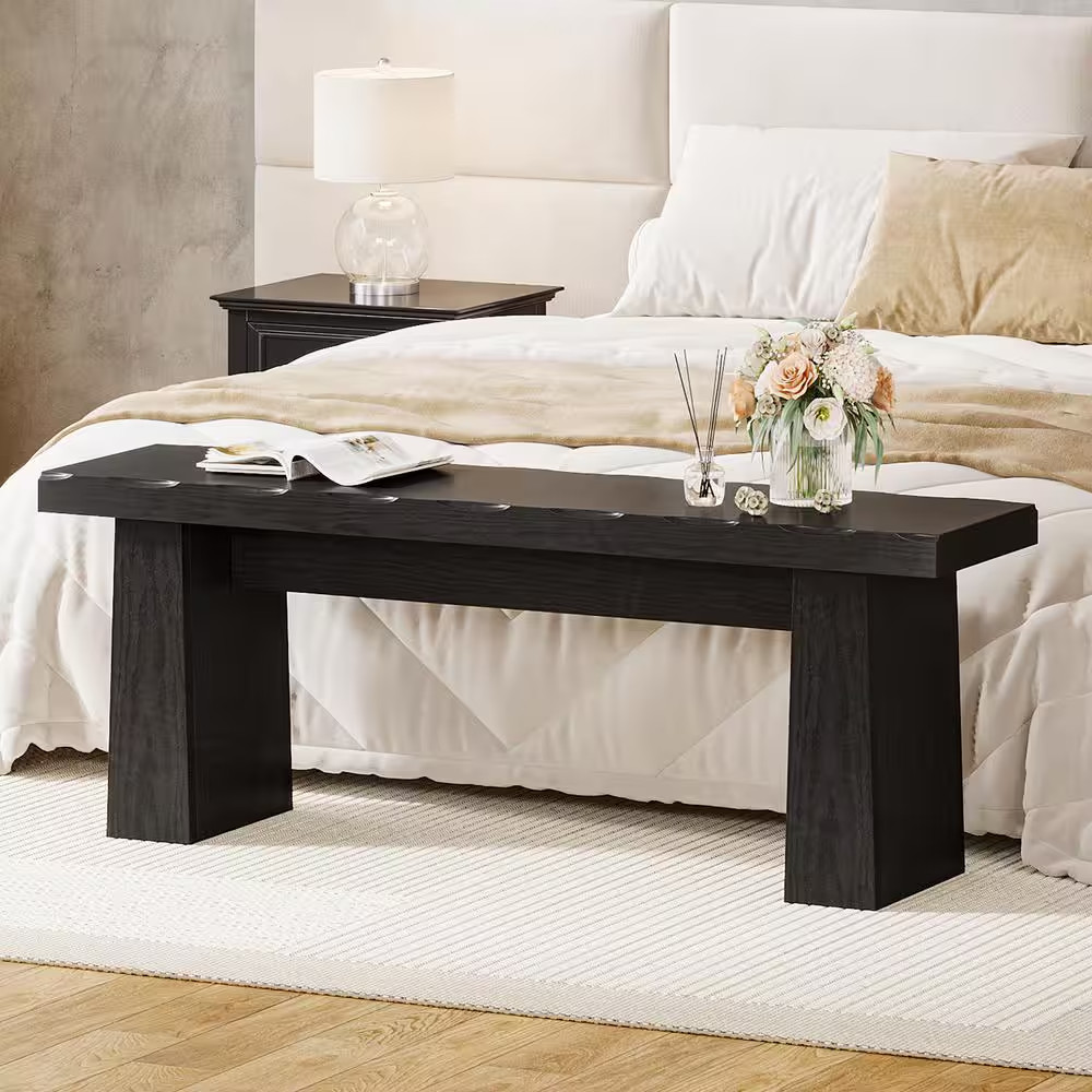 Black Entryway Bench Dinning Bench 47.24 In. Modern Shoe Bench, Indoor Bedroom B