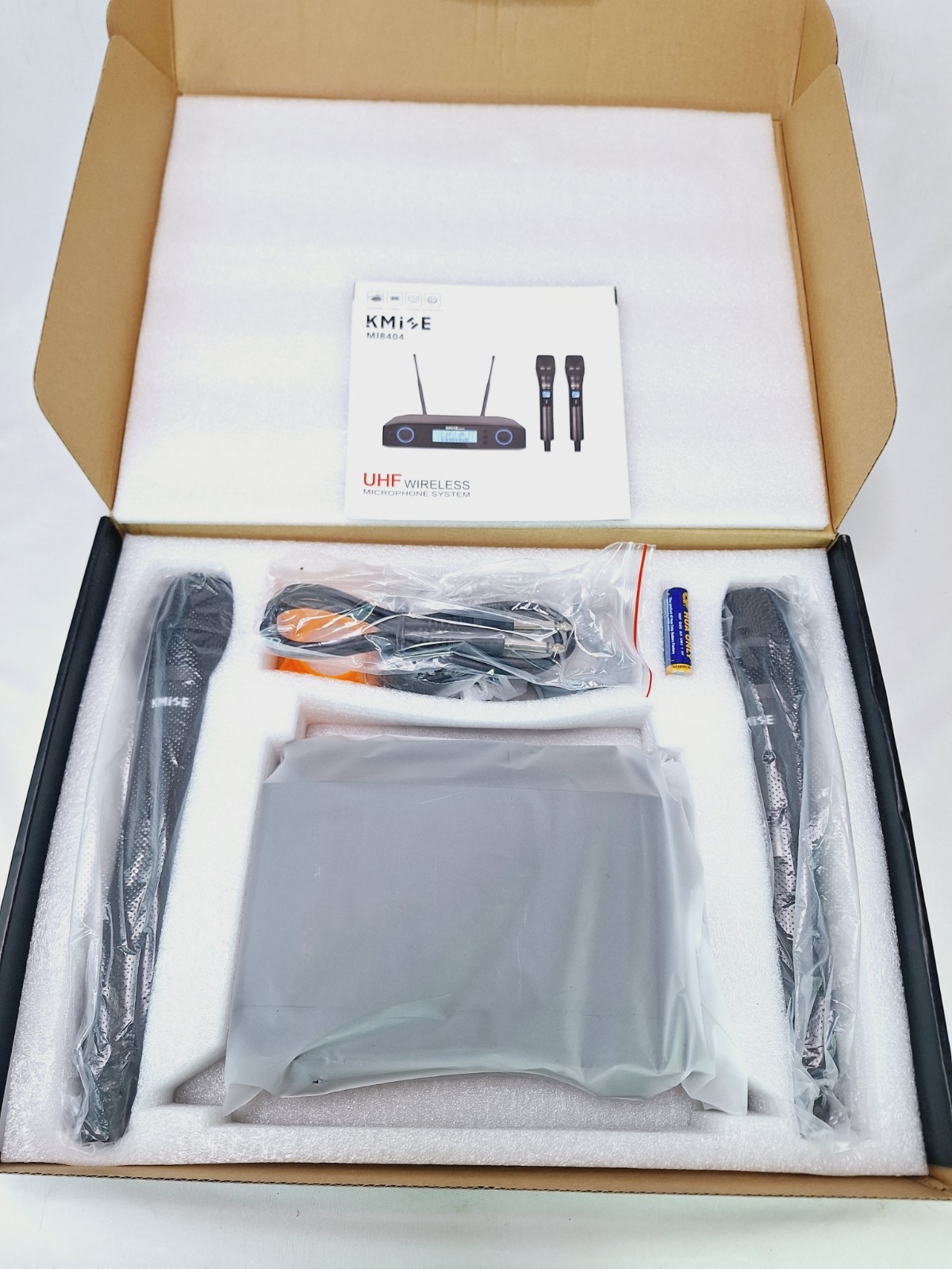 KMISE Wireless Microphone System, Dual Wireless Mics,Auto Scan & IR Pair 200ft