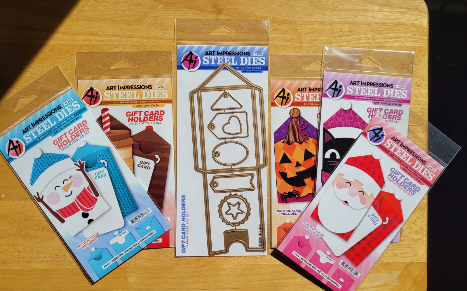 New Art Impressions Steel Dies Gift Card Holders Santa Cat Snowman Java Pumpkin