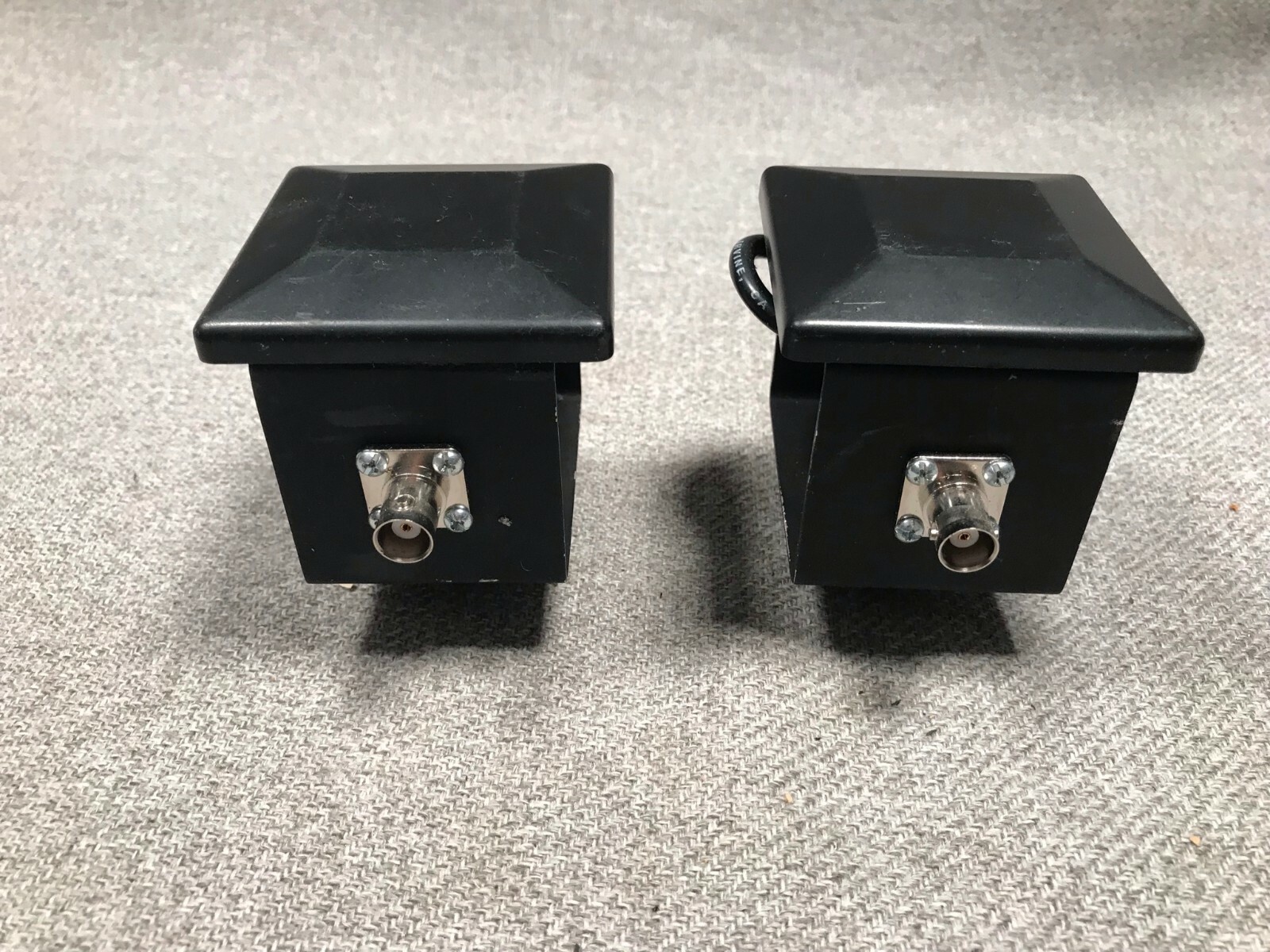 Lot of 2 GPS antennas on custom mic stand mount.  Brand unknown.  BNC Connector.