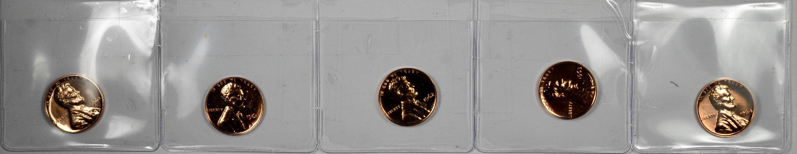 1960 - 1964 1C Proof Lincoln Cent Five Coin Lot