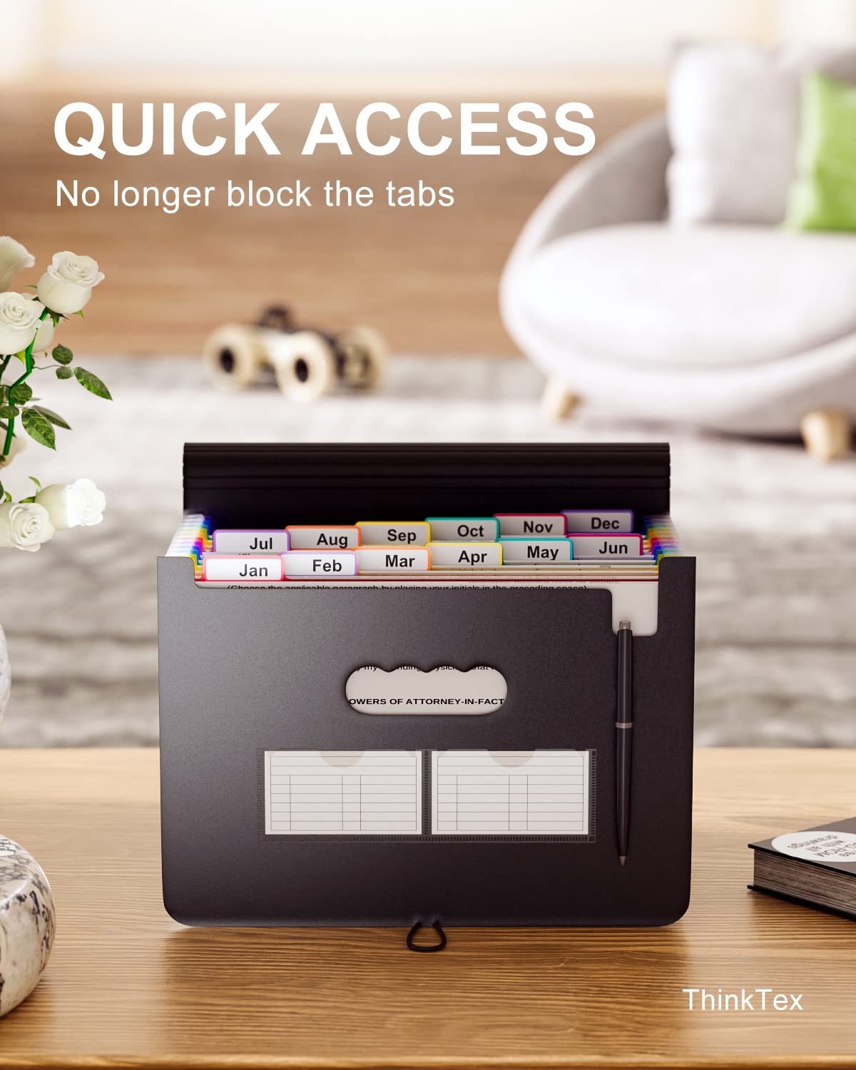 ThinkTex Accordian File Organizer, 12 & 26 Pockets Expanding Multicolor
