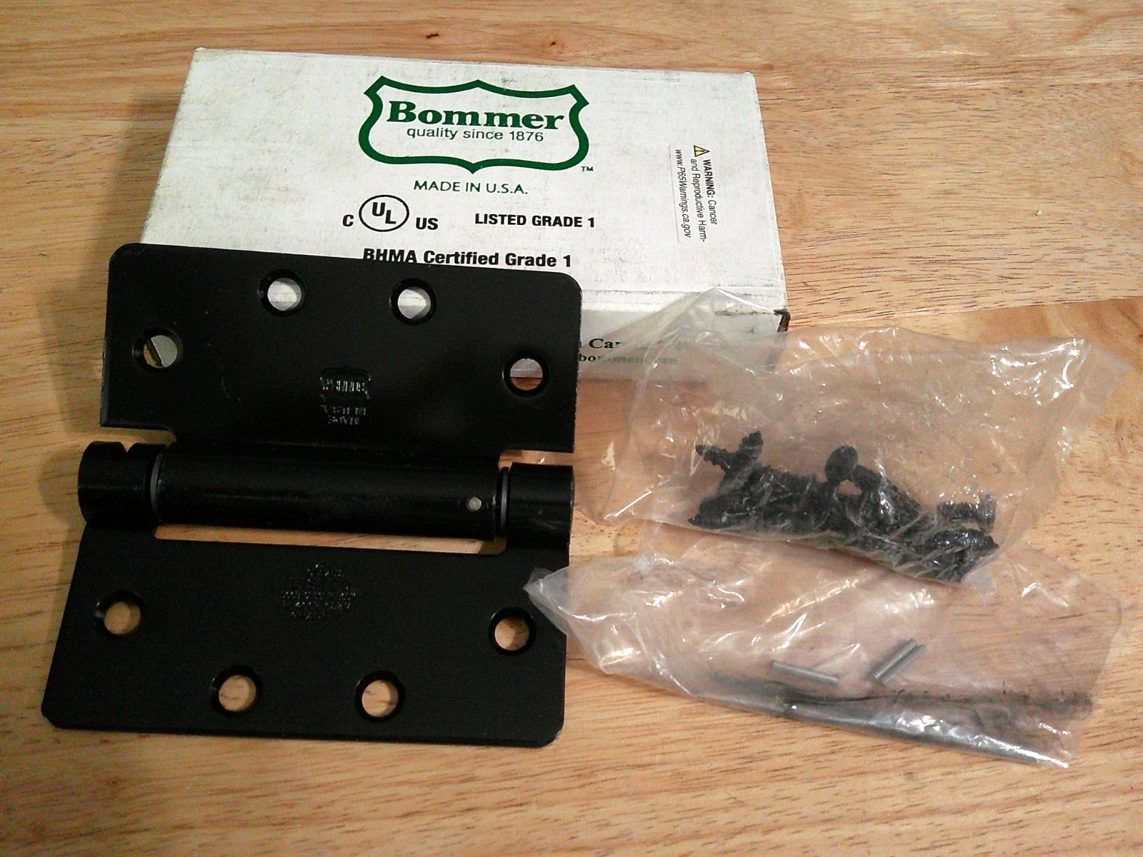 (1) BOMMER LB4311C-450S-601 HEAVY DUTY, 4 HOLE DOOR HINGE, US1B