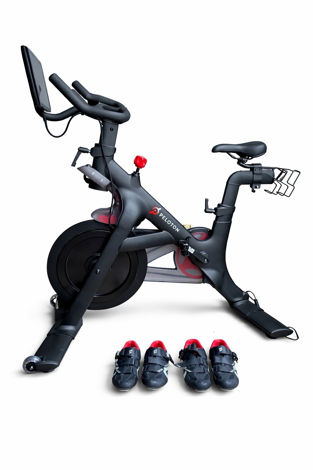 Peloton Bike Aerobic Training Cycle Touchscreen Black w/ 2 Shoes size 40 and 43