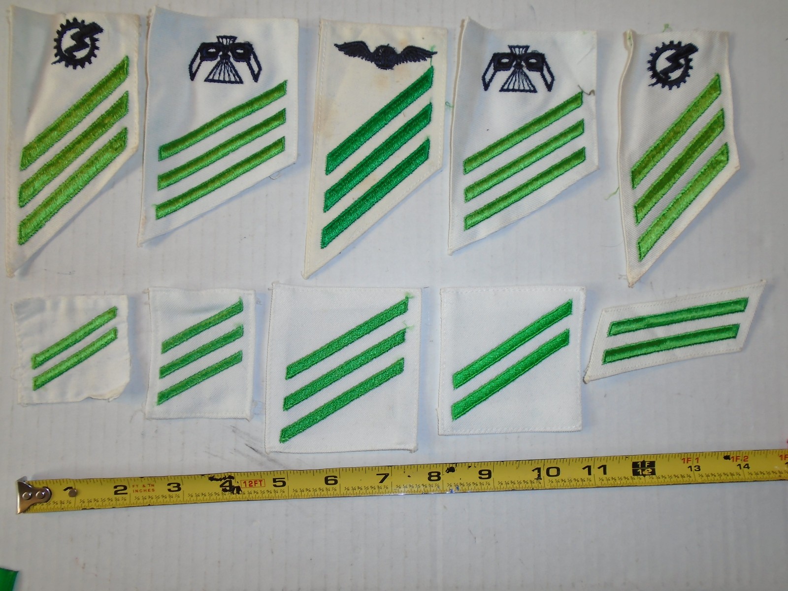 10 Vintage US Navy Airman Sleeve Stripes Striker Patch E-3 E-2 Aviation Green