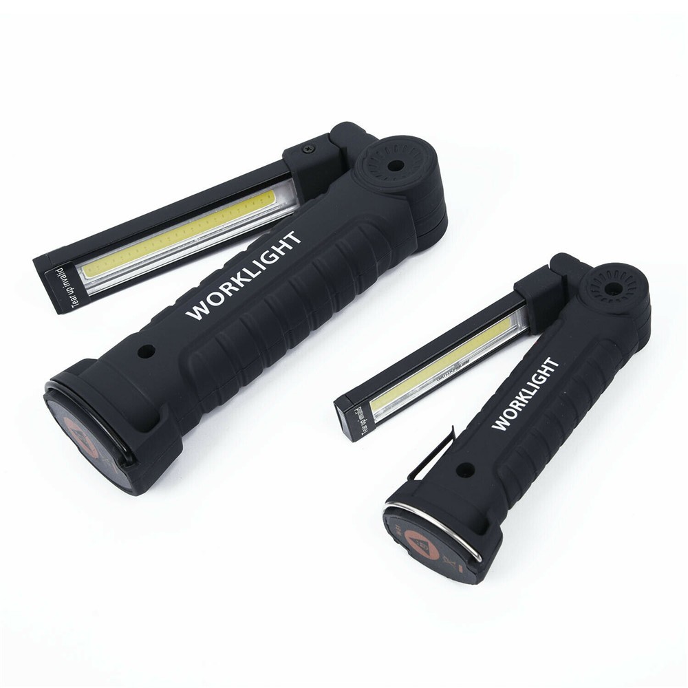 2Pack COB LED Work Light Lamp USB Rechargeable Inspect Folding Torch +USB Cable