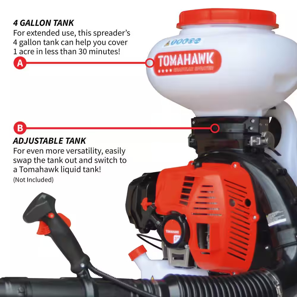 4 Gal. Backpack Motorized Spreader for Granular Fertilizer, Seed, Feed, Salt Ice