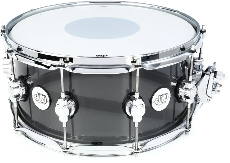 DW Design Series Acrylic Snare Drum - 6.5 inches x 14 inches, Smoke Glass