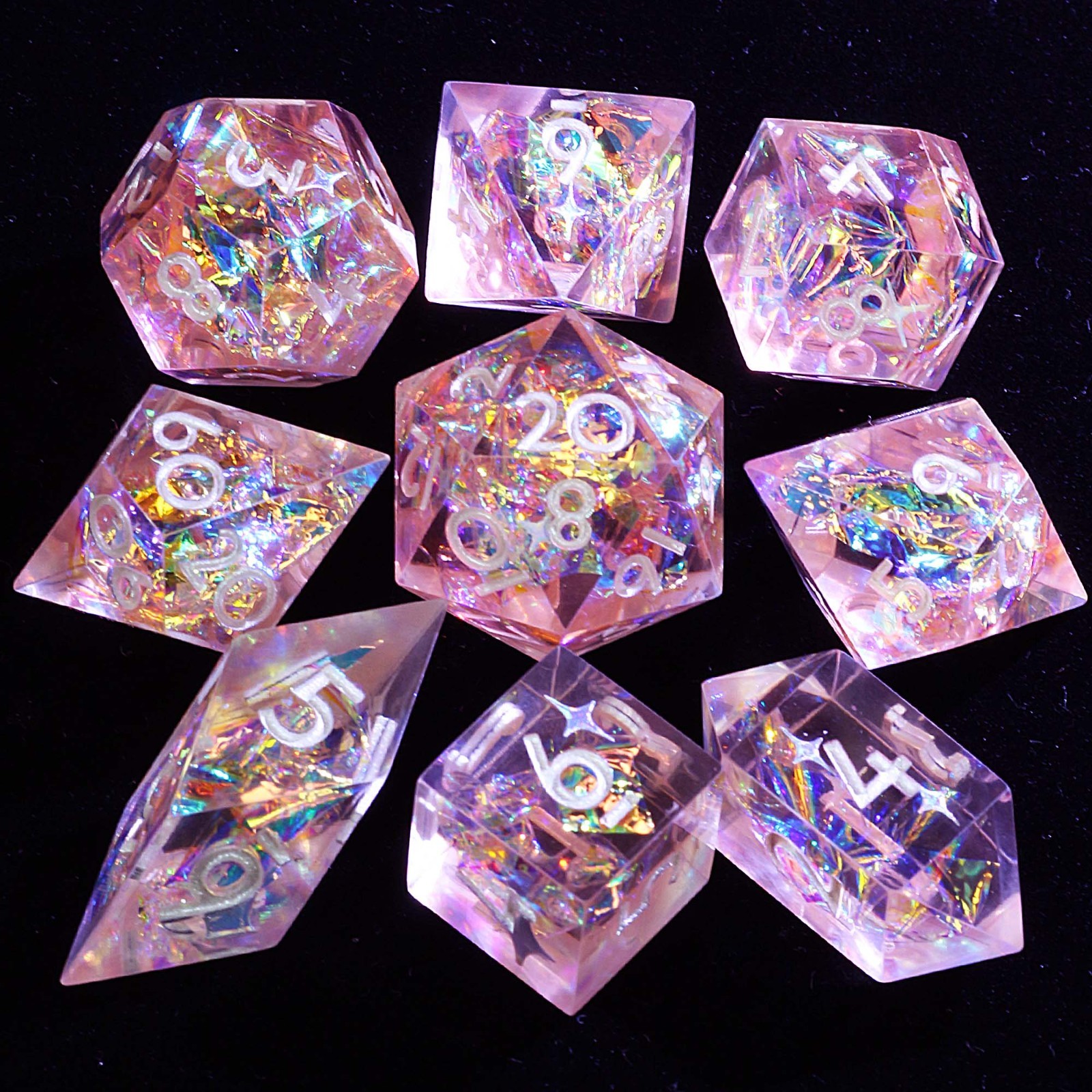 9 Polyhedral Resin D and D Dice Sets Citrus Stellar Cov for Dungeons Dragons RPG