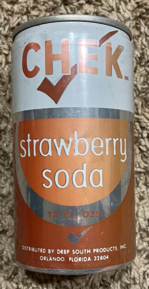 VINTAGE CHEK STRAWBERRY SODA ALUMINUM PULL TAB CAN