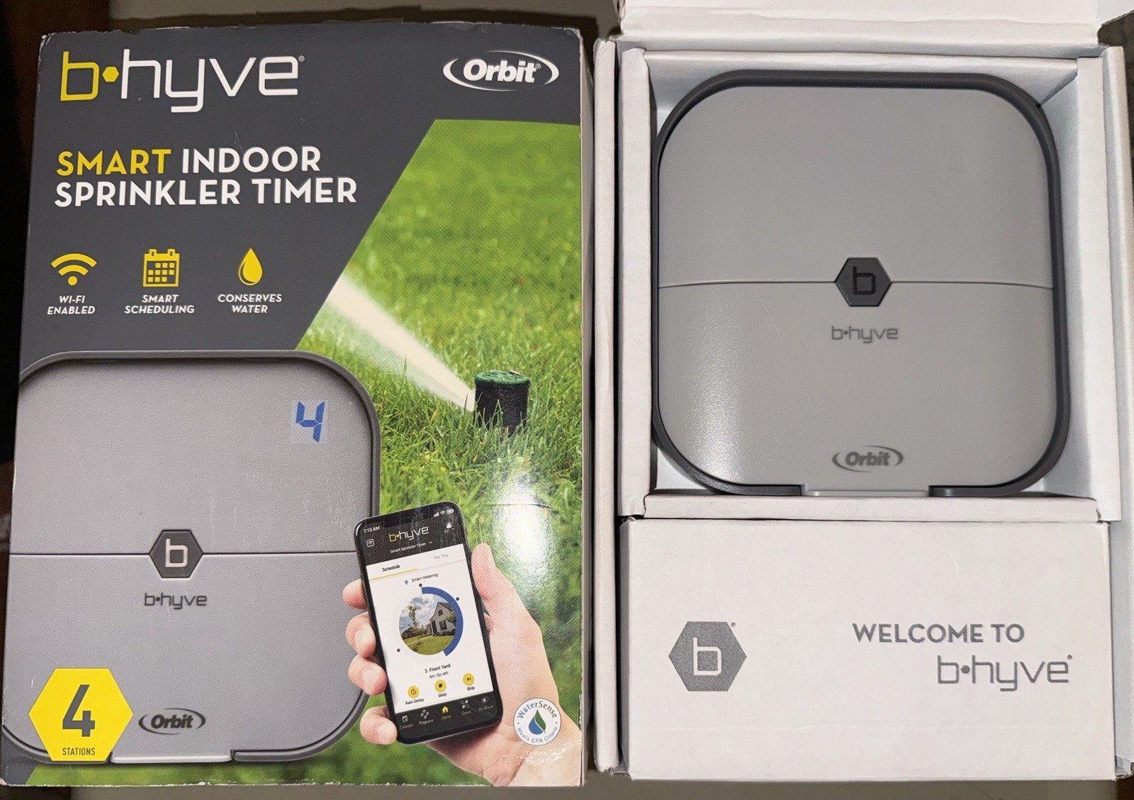 Orbit B-Hyve 57915 Smart Wi-Fi Indoor 4-Station Sprinkler Timer Scheduling