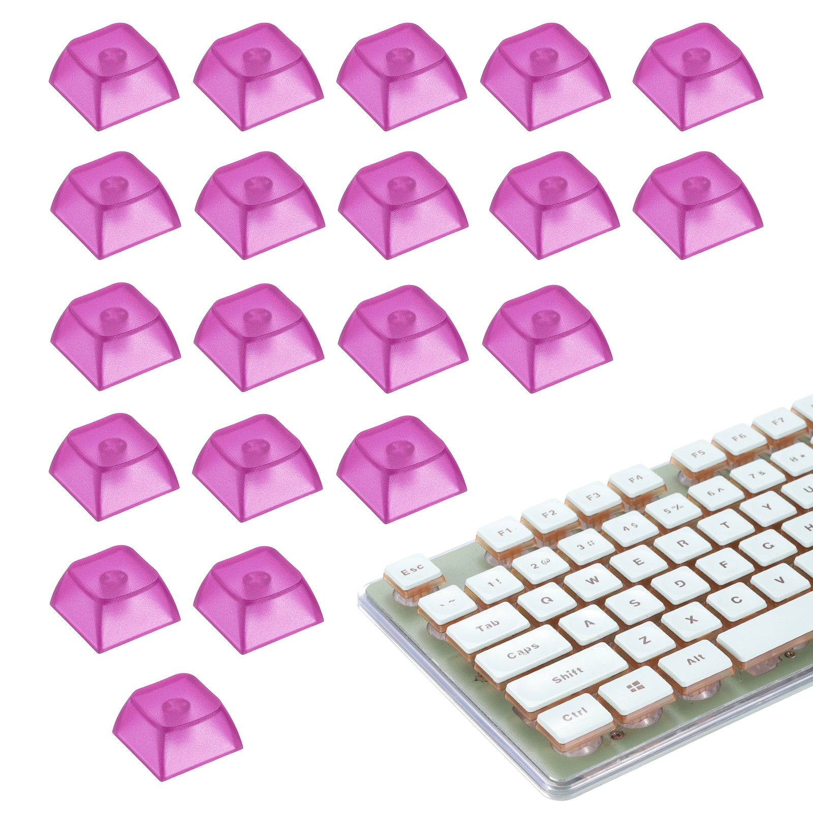 20Pcs XDA Profile Keycap Set PBT Mechanical Numeric Keypads, Clear Purple