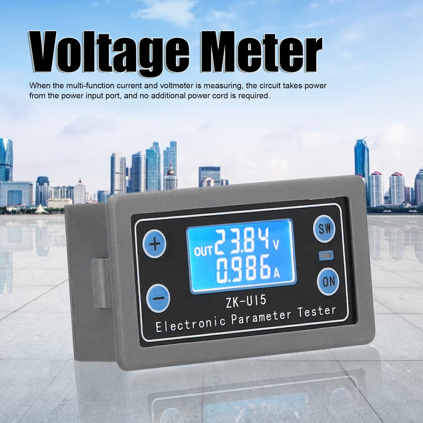 ZKU15 Voltage Current Testing Meter LCD Digital Display Volt Ammeter CS