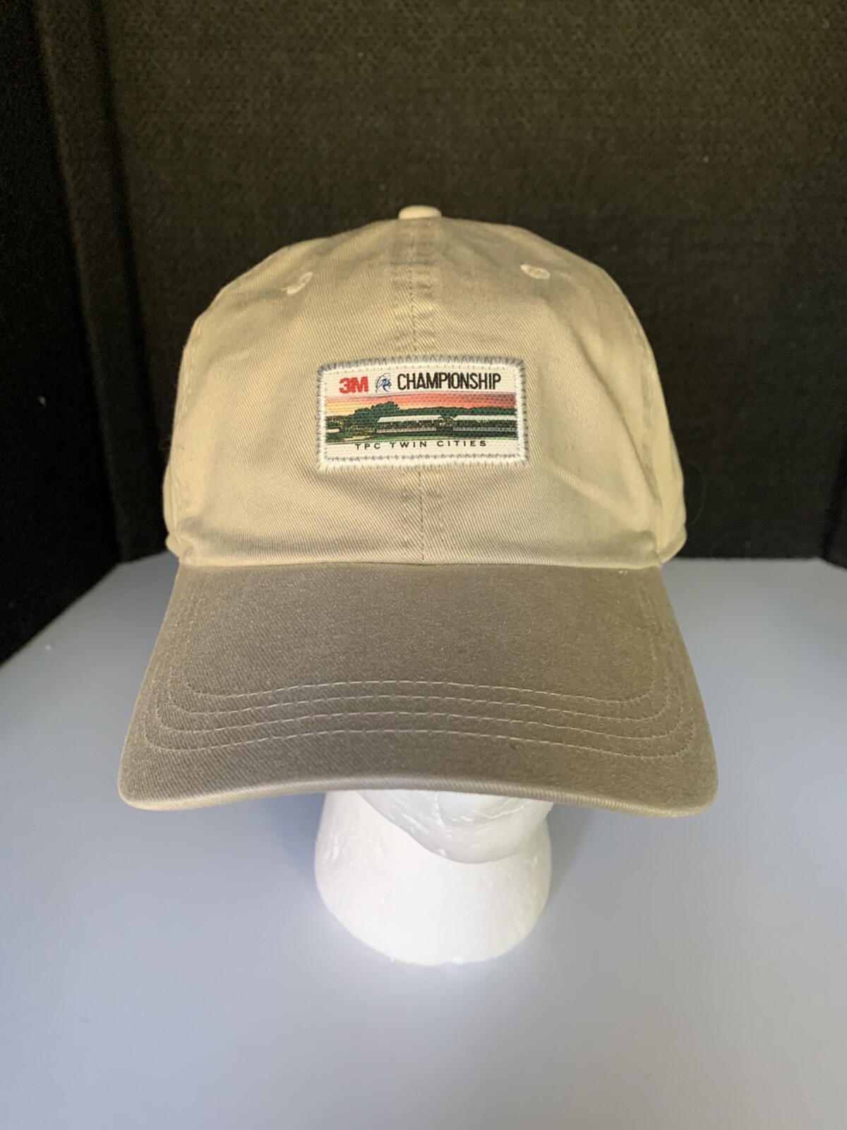 3M Open Minneapolis Beige Golf Hat. Adjustable Strap Back Patch Logo Post It