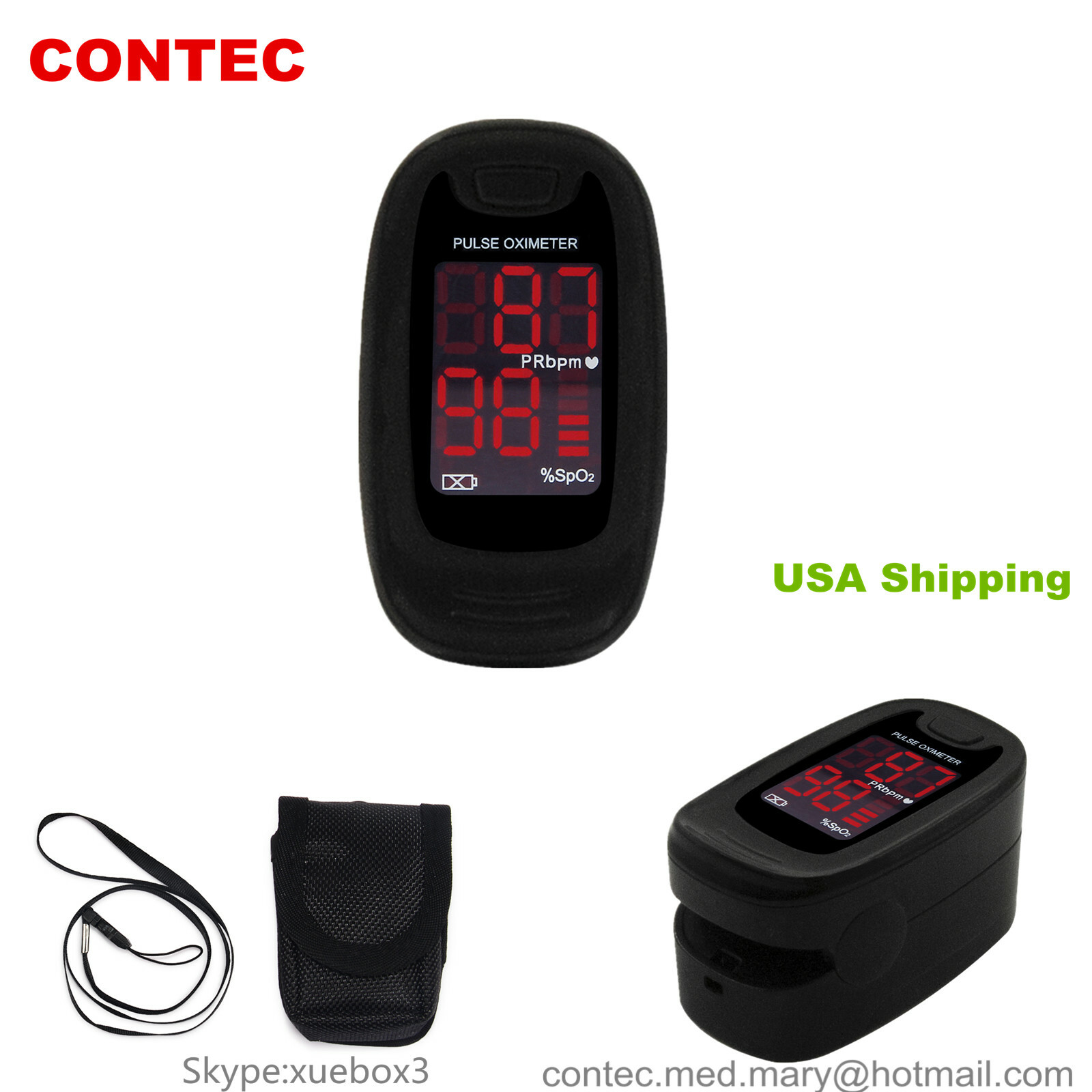 LED Finger Pulse Oximeter PR PI Respiratory Rate Blood Oxygen SpO2 Monitor,FDA
