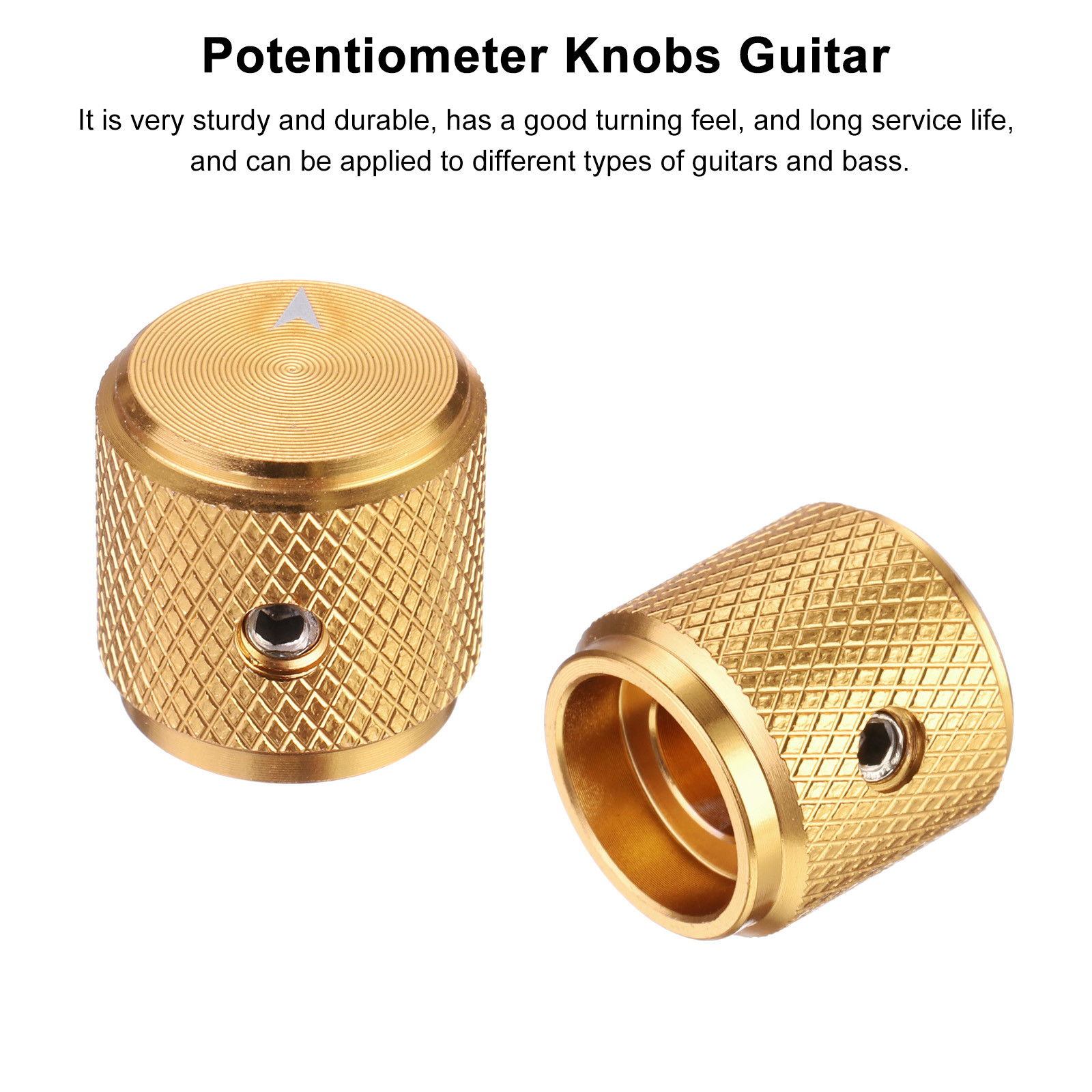 4PCS Guitar Knobs Metal Volume Tone Control Dome Knobs 1/4" x 1/2" Gold