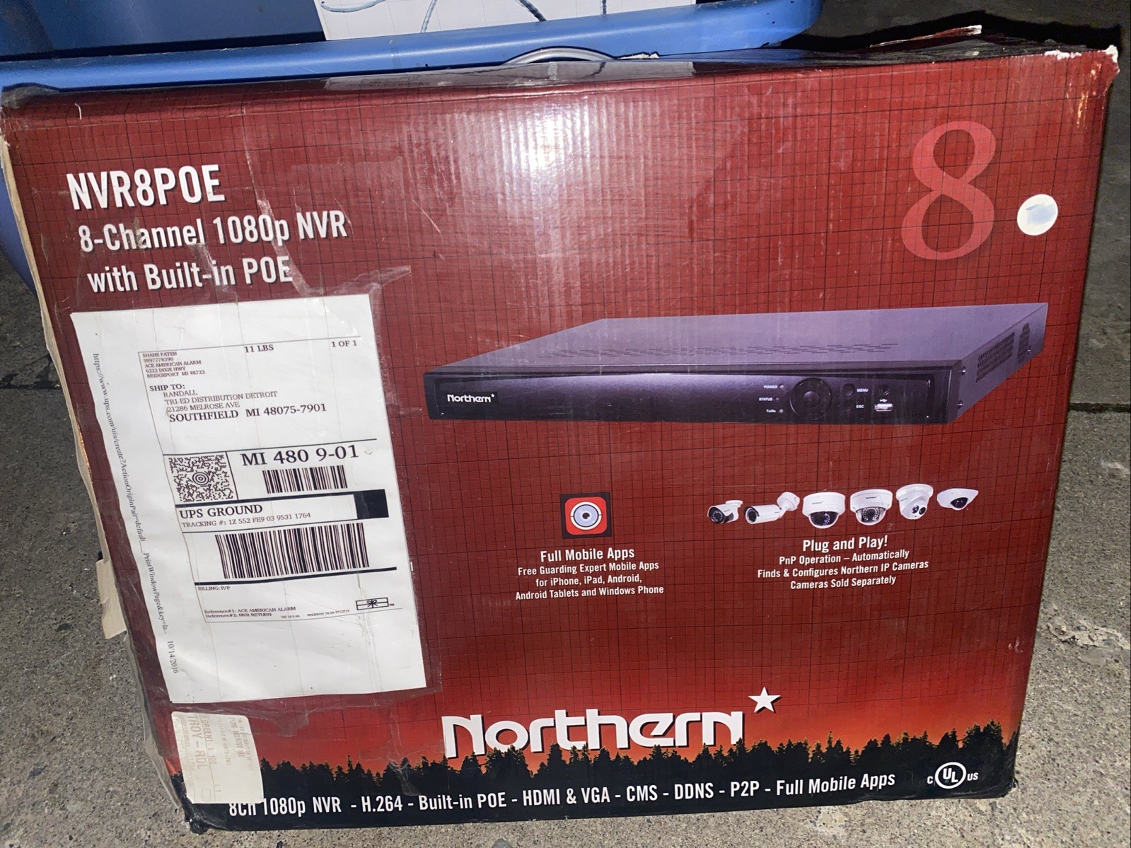 New Northern Video NTH-NVR8POE2T 8-Channel 1080p Real Time NVR with PoE, 2TB