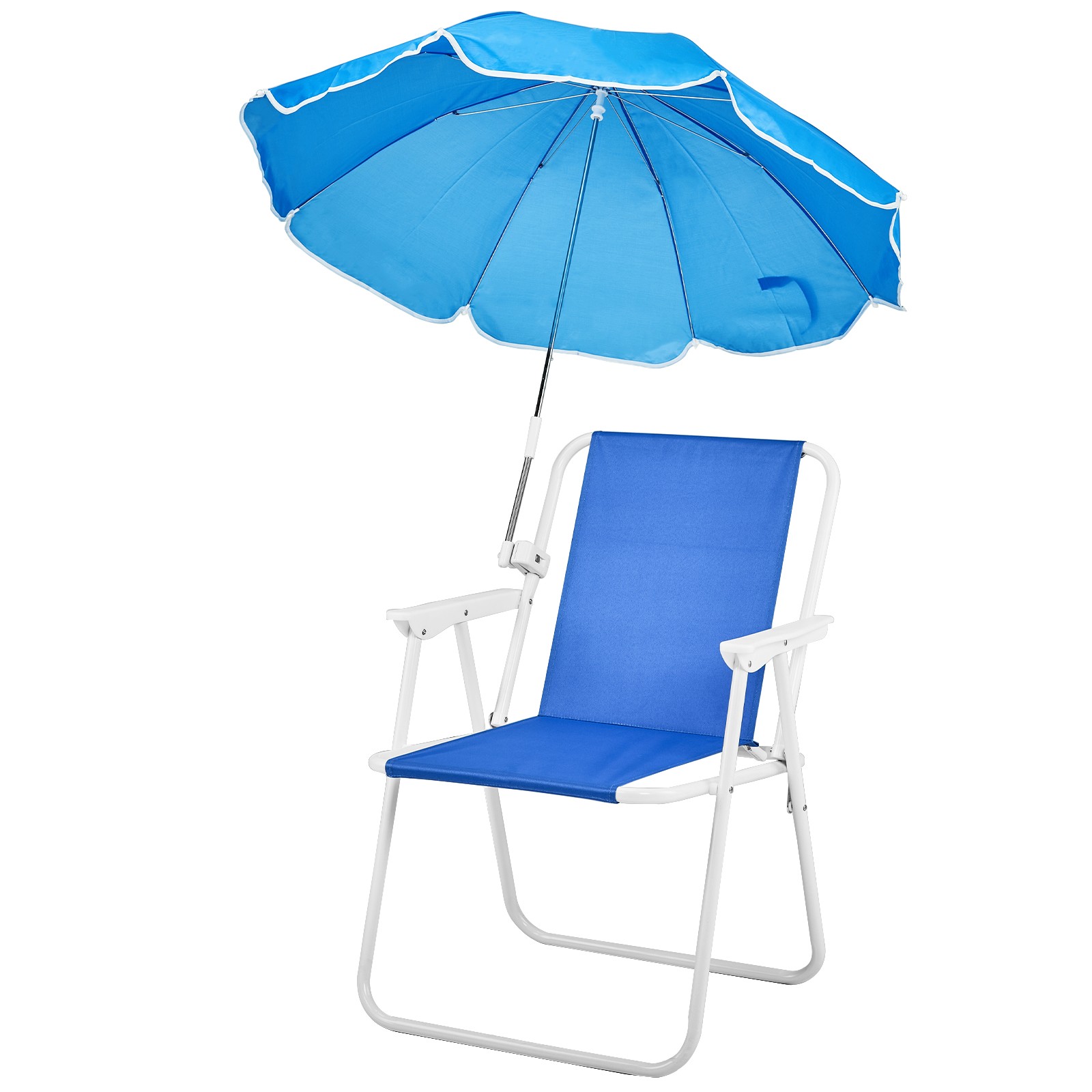 Folding Beach Camping Chair with Umbrella, 265lbs Capacity for Activities, Blue