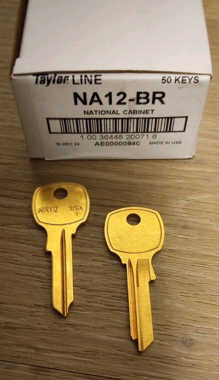 Taylor Line NA12-BR National Cabinet Blank Keys  50 Ct