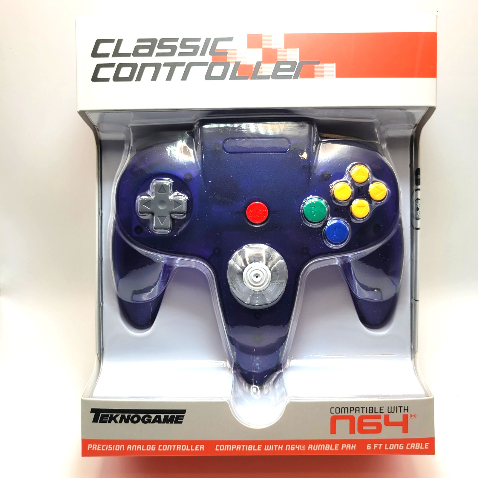 Nintendo 64 Wired Controller for N64 - TeknoGame® - Clear Grape Purple - NEW!
