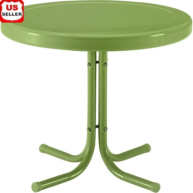 Weather Resistant Retro Metal Outdoor Side Table Patio Deck Porch Oasis Green US