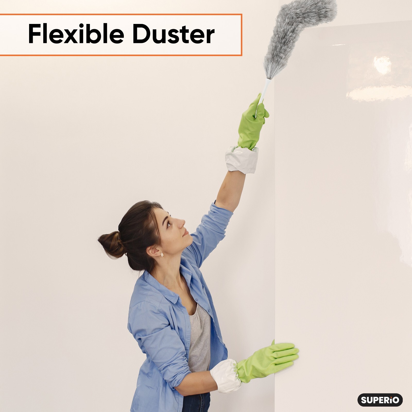 Superio Grey Duster with Aluminum Detachable Telescopic Handle