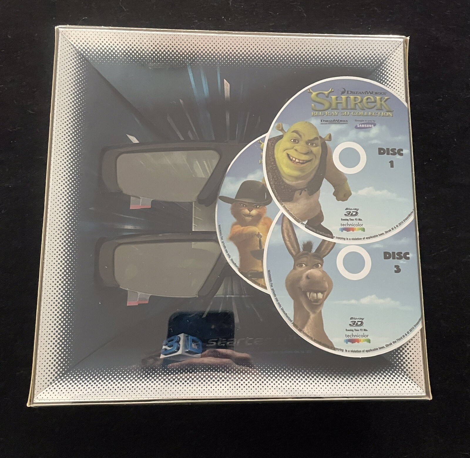 NEW Samsung 3D Starter Kit DreamWorks Shrek Blu-Ray Movies 1-3 In 3D Collection