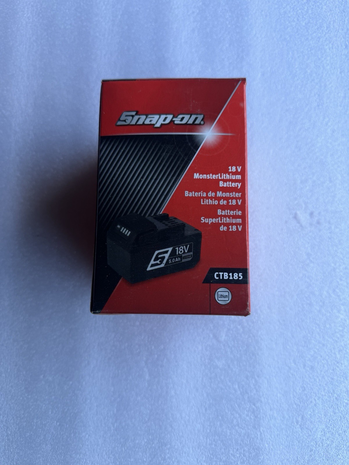 NEW SNAP ON CTB185 18V MonsterLithium 5.0Ah Slide-on Battery Dual Side Latches