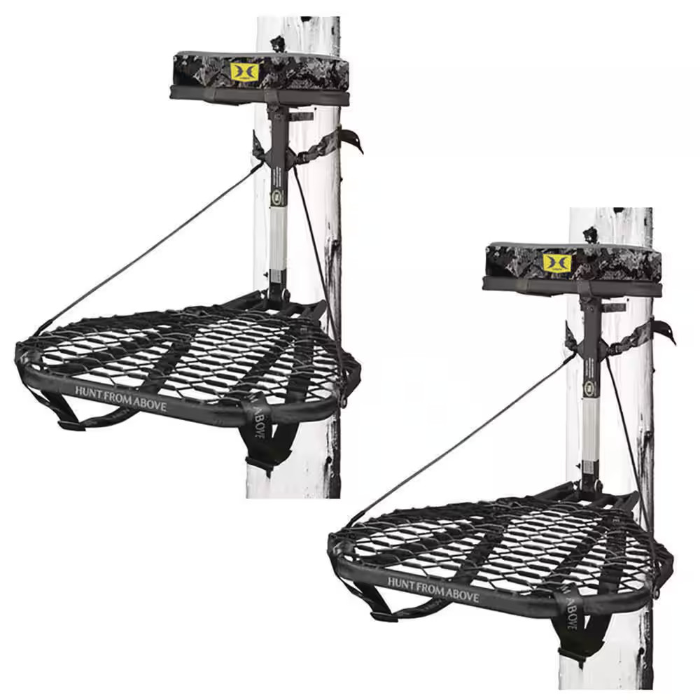 COMBAT Durable Steel Hunting Treestand and Full-Body Safety Harness (2-Pack)
